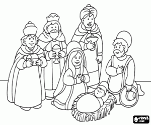 Colorear Adoración de los Reyes Magos