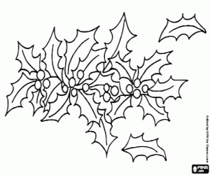 Colorear Adorno vegetal navideño con acebo