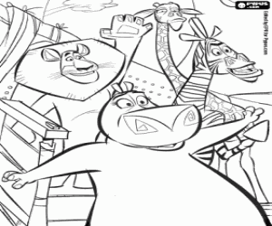 Colorear Alex, Marty, Gloria y Melman