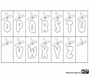 Colorear Alfabeto de Navidad con acebo