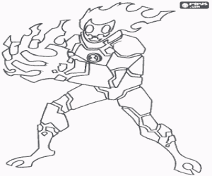 Colorear El alien de Ben 10 del sol Pyros