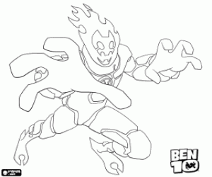 Colorear El alien de Ben 10 Heatbleast