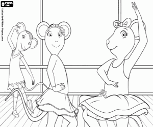Colorear Angelina Ballerina y sus amigas