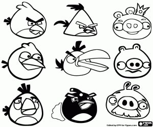 Colorear Angry Birds, nueve personajes