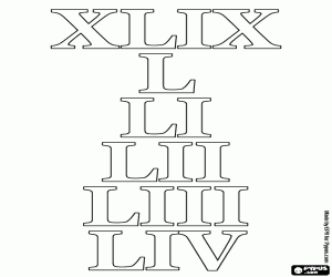 Colorear Aprender los números del 49 a 54