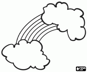 Colorear Arco iris entre dos nubes