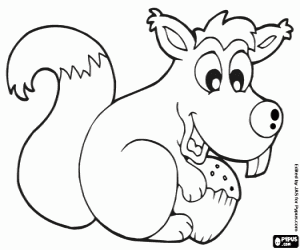 Colorear Ardilla y una bellota