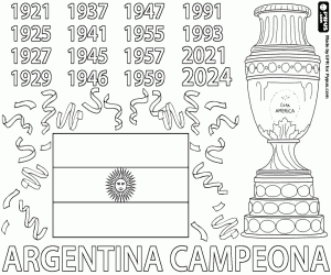 Colorear Argentina, campeona América 2024