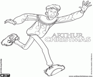 Colorear Arthur Christmas nos saluda