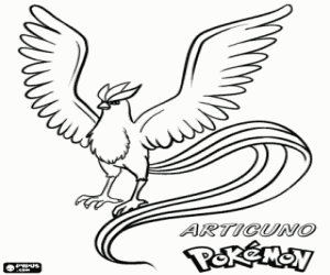 Colorear Articuno, pájaro mítico Pokémon