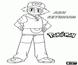 Colorear Ash Ketchum,protagonista Pokemon