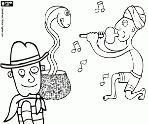 Colorear Aventurero y encantador serpientes