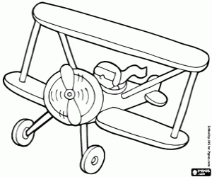 Colorear Avión antiguo, vista de frente