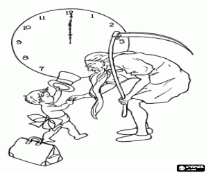 Colorear Año viejo y año nuevo, un bebé