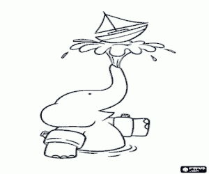 Colorear Babar el elefante y el barquito