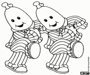 Colorear Las bananas B1 y B2 con sus pijamas