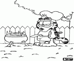 Colorear La barbacoa del gato Garfield