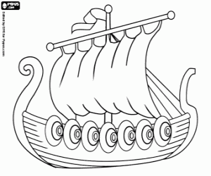 Colorear El barco vikingo, el drakkar
