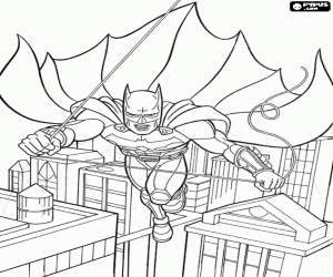 Colorear Batman sobre la ciudad de Gotham