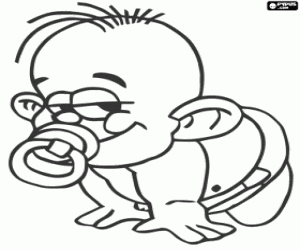 Colorear El bebé travieso con el chupete