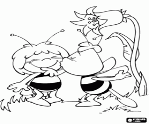 Colorear Beso en la mejilla, Willy a Maya