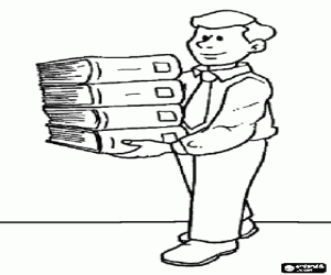 Colorear El bibliotecario con libros