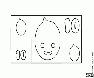 Colorear Un billete de 10, Banco de Pypus