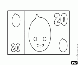 Colorear Un billete de 20 de Pypus