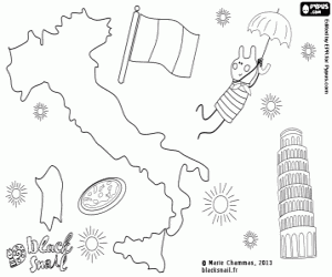 Colorear Blinky sobrevolando Italia