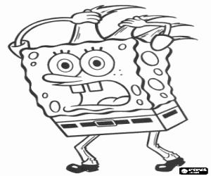 Colorear Bob Esponja tirandose el pelo