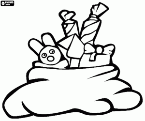 Colorear Bolsa regalos Navidad y peluche