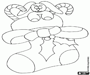 Colorear Bota de Navidad cn hoja de acebo