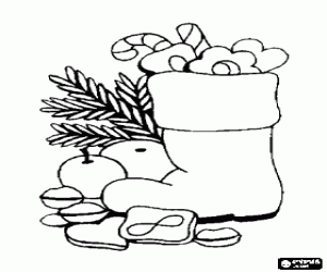 Colorear Bota llena de dulces de Navidad