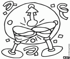 Colorear Brindis a medianoche d Año Nuevo