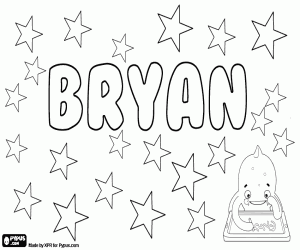 Colorear Bryan, nombre propia para niño