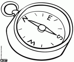 Colorear Una brújula indica el norte