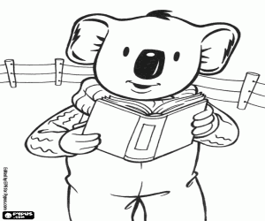 Colorear Buster el koala lee un libro