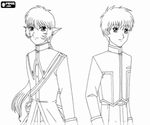 Colorear El caballero azul y Masaya Aoyama