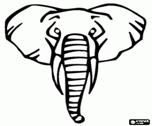 Colorear Cabeza de elefante con colmillos