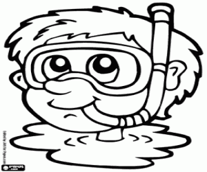 Colorear Cabeza del buceador fuera del agua