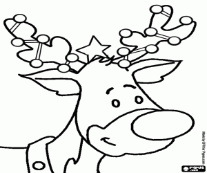 Colorear Cabeza del reno Rudolph decorada