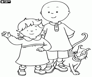 Colorear Caillou, Rosie y Gilbert