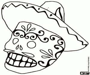 Colorear Calavera con sombrero, Catrín