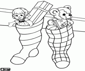 Colorear Calcetines colgados,regalos Navidad