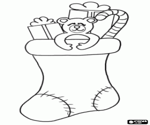 Colorear Calcetín de Navidad con regalos