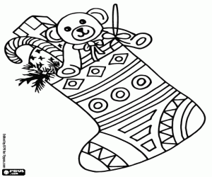 Colorear Calcetín con motivos navideños