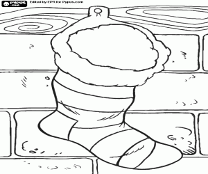 Colorear Calcetín sobre pared de ladrillos