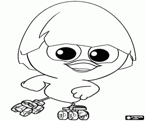 Colorear Calimero con patines sobre ruedas