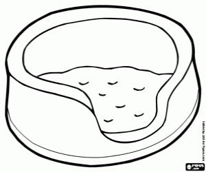 Colorear La cama para el gato pequeño