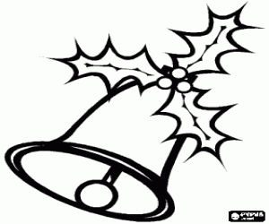 Colorear Campana navideña decorada con acebo